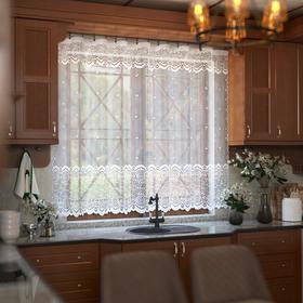 Тюль на кухню со шторной лентой, 245х165 см, цвет белый, 100% полиэстер