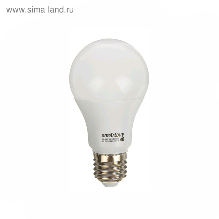 УЦЕНКА Лампа cветодиодная Smartbuy, A60, E27, 9 Вт, 4000 К, дневной белый свет - Фото 1