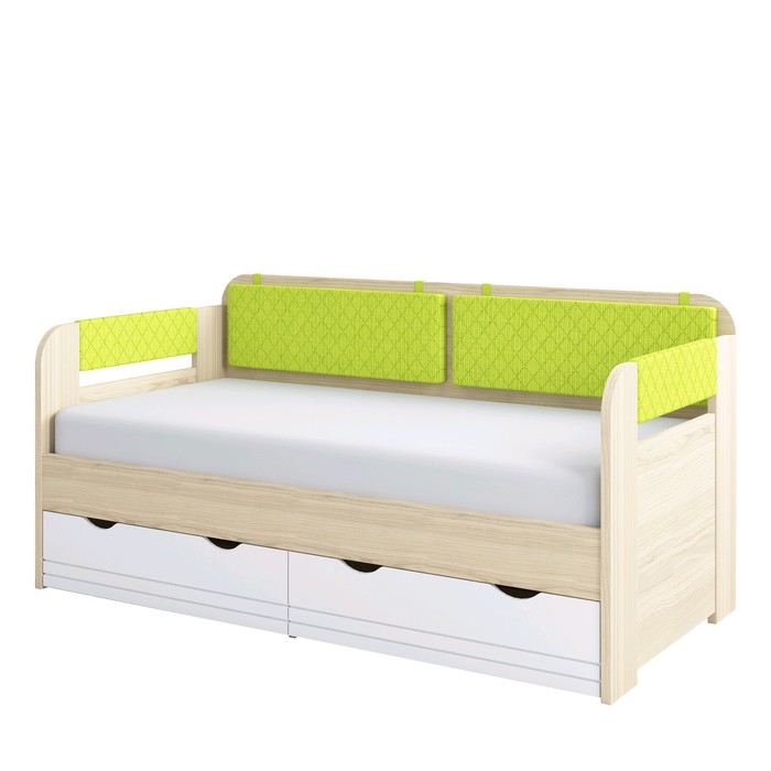 Кровать-тахта с подушками «Стиль 800.4», 1600 × 800 мм, цвет туя светлая / лайм