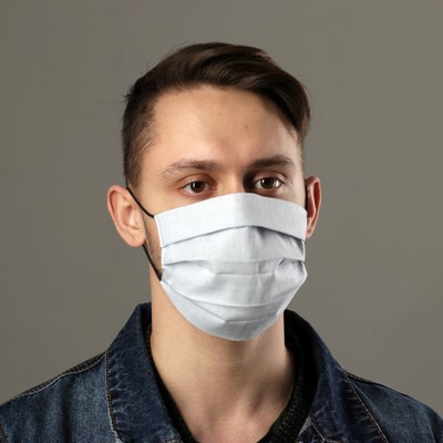 Маска тканевая двухслойная (карман для доп. фильтра) 20х17см, серая МИКС