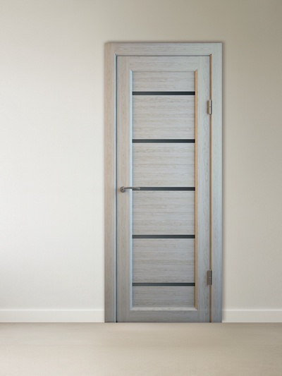 Комплект межкомнатной двери «B-1/03», со стеклом, 2000×900 мм, цвет дуб монтана грей/лакобель чёрный