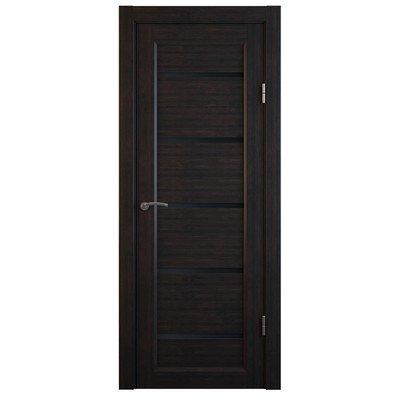 Комплект межкомнатной двери,  B-1/04 Венге рифленый, Лакобель черный, 2000x700