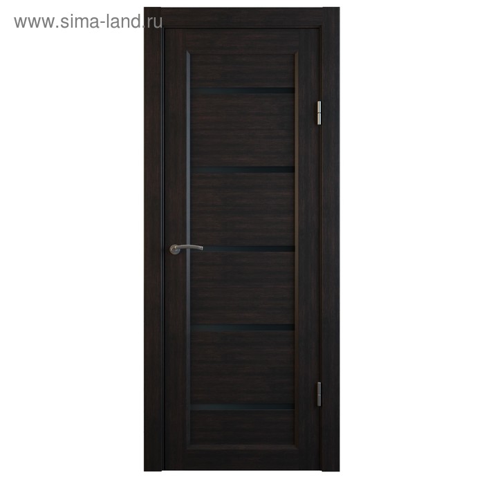 Комплект межкомнатной двери,  B-1/04 Венге рифленый, Лакобель черный, 2000x700 - Фото 1