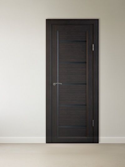 Комплект межкомнатной двери «B-1/04», со стеклом, 2000×800 мм, цвет венге рифлёный/лакобель чёрный
