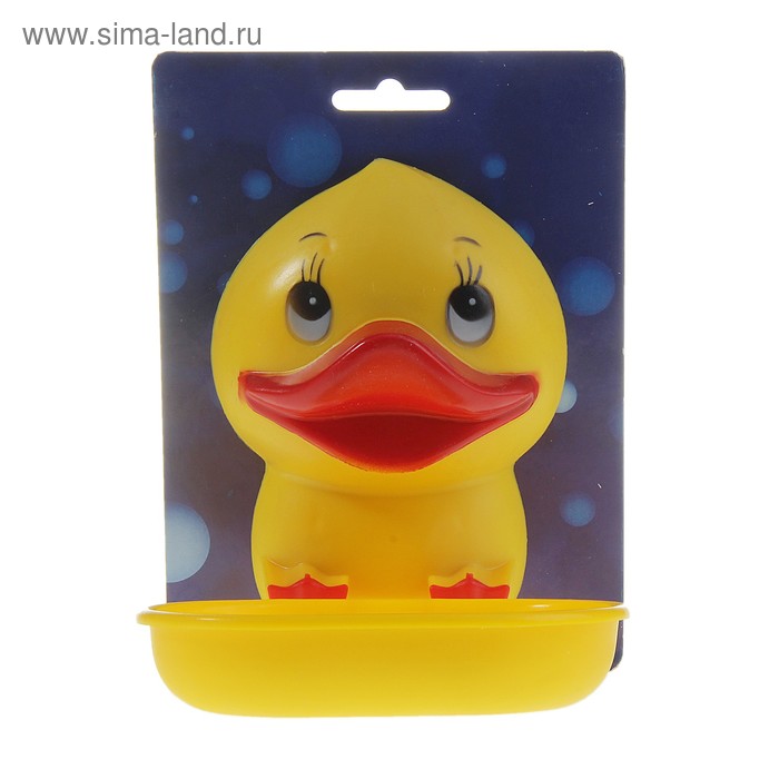 Мыльница пластиковая «Утенок», на присосках, цвет жёлтый - Фото 1