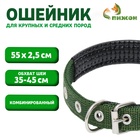 Ошейник «Комфорт» комбинированный (полиэстер, искусственная кожа), 55×2.5 см, ОШ 40-50 см, зелёный - Фото 1