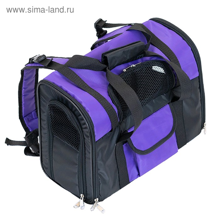 Рюкзак-сумка для переноски животных, с карманом, нейлон, 29 х 43 х 21 см, фиолетовый - Фото 1