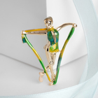 Брошь «Гимнастка» с лентами, цвет зелёный в золоте - Фото 1