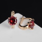 Серьги со стразами «Блум», красные в золоте - Фото 4