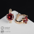 Серьги со стразами «Блум», красные в золоте - Фото 1
