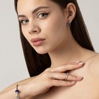 Серьги со стразами «Блум», синие в серебре - Фото 2