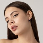 Серьги со стразами «Блум», синие в серебре - Фото 3