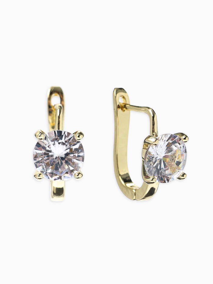 Серьги со стразами «Блум», белые в золоте
