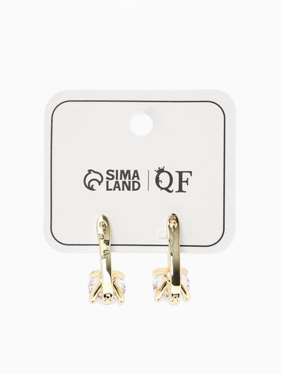 Серьги со стразами «Блум», белые в золоте