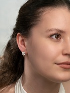 Серьги со стразами «Блум», белые в золоте - Фото 2