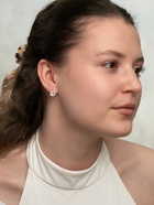 Серьги со стразами «Блум», белые в золоте - Фото 7