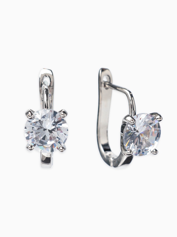 Серьги со стразами «Блум», белые в серебре