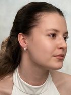 Серьги со стразами «Блум», белые в серебре - Фото 6