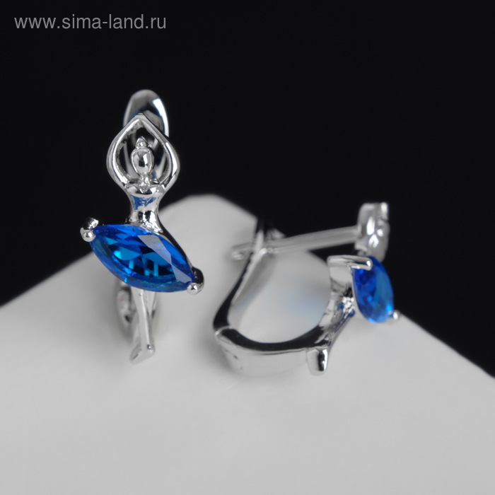 Серьги со стразами «Бабочки», цвет лазурно-голубой в серебре - Фото 1