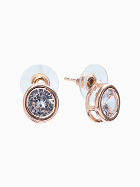 Серьги со стразами «Пусеты» гвоздик классика, d=0.5 см, белые в розово  (артикул 4982755)  большой выбор товаров оптом и в розницу по низким ценам с доставкой