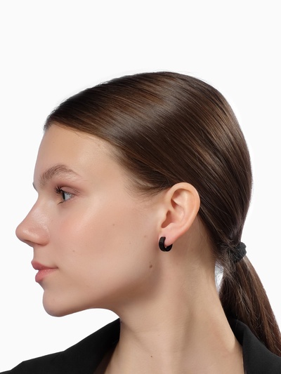 Серьги кольца чёрные QF «Нео», d=1.4 см