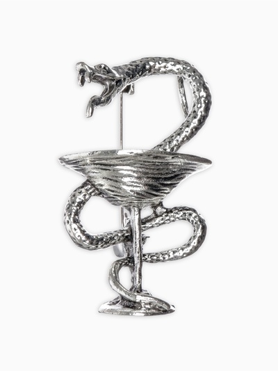 Брошь «Змея в геральдике» медицина, цвет чернёное серебро