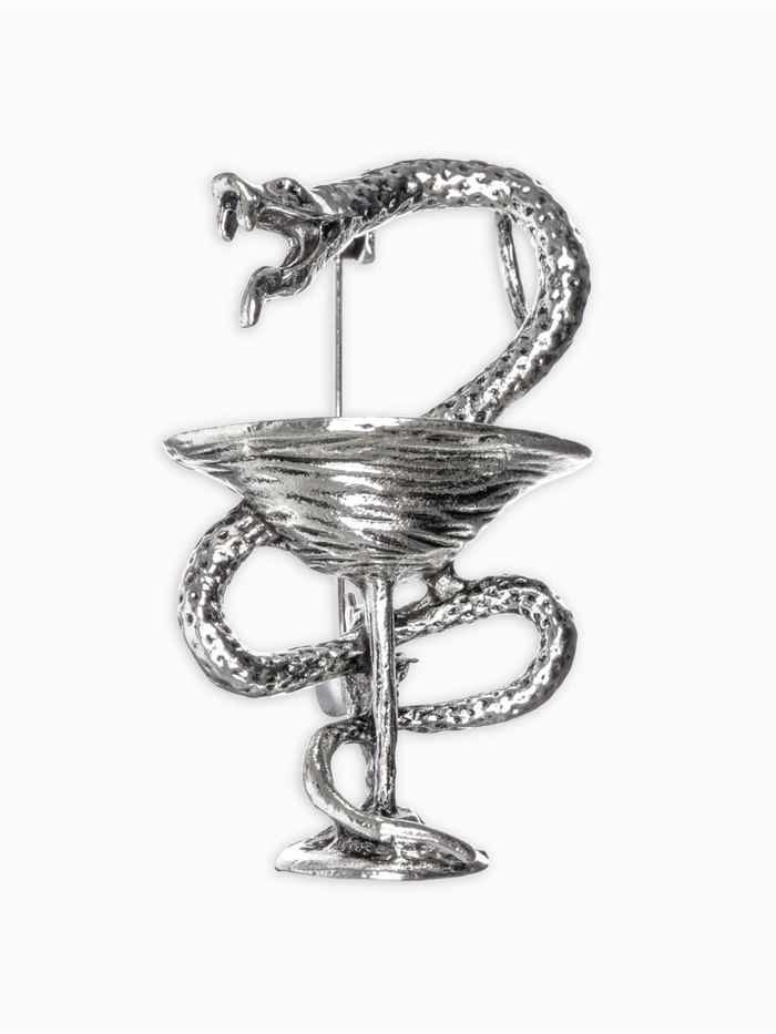 Брошь «Змея в геральдике» медицина, цвет чернёное серебро - Фото 1