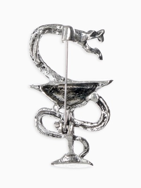 Брошь «Змея в геральдике» медицина, цвет чернёное серебро