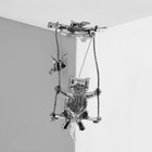 Брошь «Кот на качелях» в чернёном серебре - Фото 3