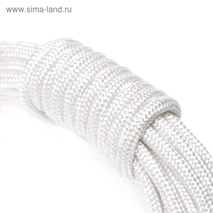 Шнур плетеный полиамид высокопрочный 5 мм, на катушке, белый, 400 м - Фото 1