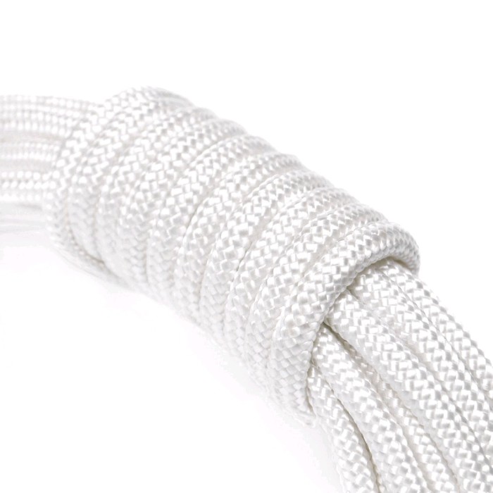 Шнур плетеный полиамид высокопрочный 12 мм, на катушке, белый, 100 м