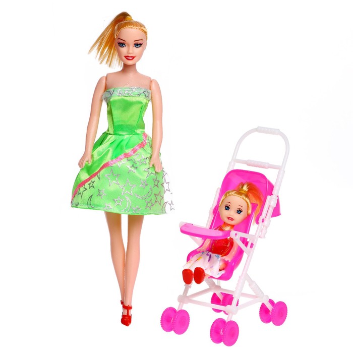 Кукла-модель «Даша» с коляской и куклой малышкой, МИКС 47142
