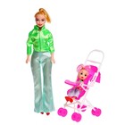 Кукла-модель «Даша» с коляской и куклой малышкой, МИКС - фото 9848220