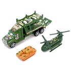 Грузовик инерционный «Военный автовоз» с техникой, МИКС - фото 24421009