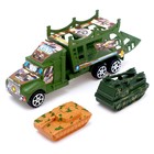 Грузовик инерционный «Военный автовоз» с техникой, МИКС - фото 24421011