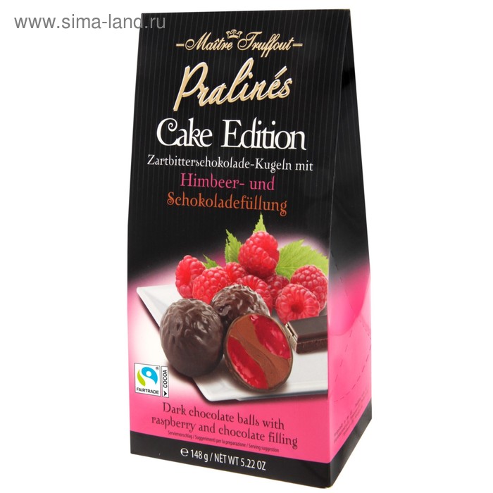 Пралине Cake Edition из тёмного шоколада, с шоколадным кремом и малиновым соусом, 148 г - Фото 1