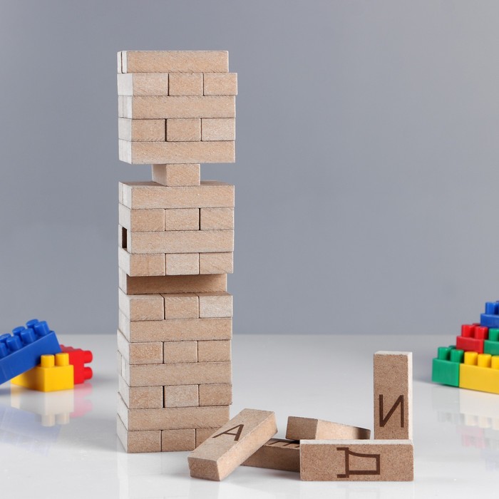 Падающая башня 3в1 "Единорог. Изучаем Алфавит", 54 бруска 5043746