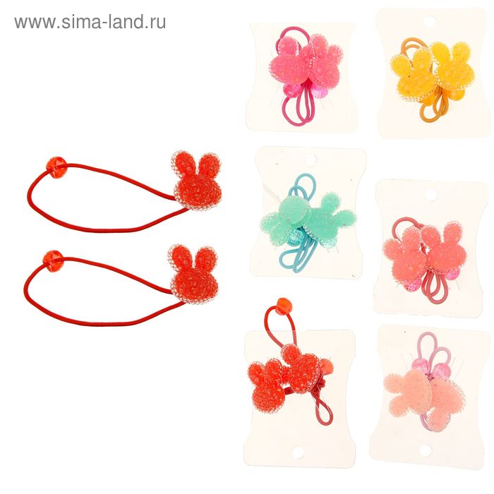 резинка для волос "Карапулька" сахар (набор 2 шт) зайка микс - Фото 1