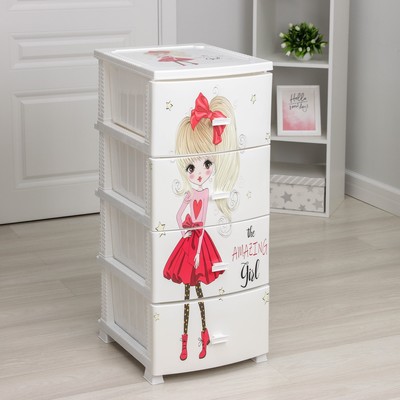 Комод 4-х секционный «Декор. Красотка», 38.5×47×95 см, белый