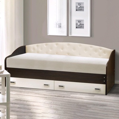 Кровать с мягким изголовьем «Софа №7», 800×2000 мм, цвет венге / ясень анкор светлый