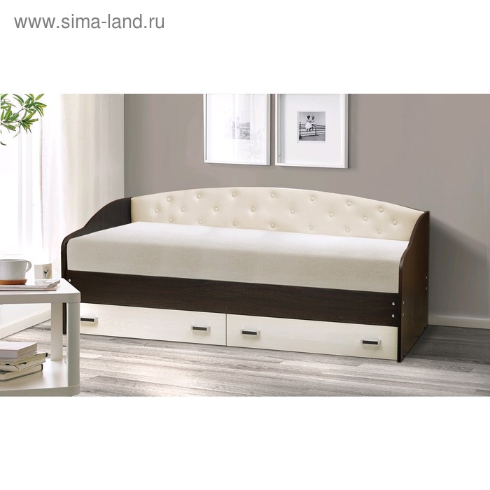 Кровать с мягким изголовьем «Софа №7», 800х2000 мм, цвет венге / ясень анкор светлый - Фото 1