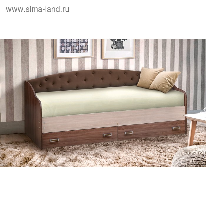 Кровать с мягким изголовьем «Софа №8», 800х2000 мм, цвет ясень шимо тёмный/шимо светлый - Фото 1