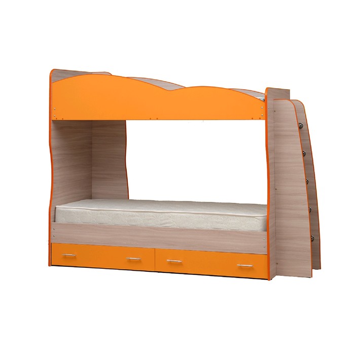 Кровать детская двухъярусная «Юниор 1.1», 800х2000 мм, цвет ясень шимо светлый/оранжевый - фото 1908562521