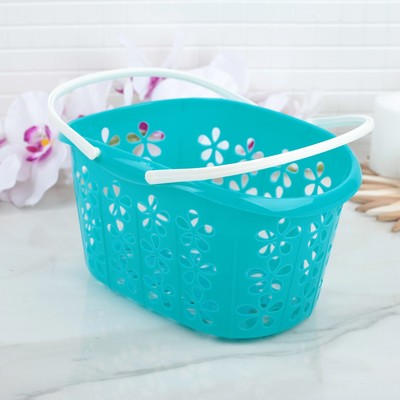 Корзина для хранения с ручками «Полянка», пластик, цвет МИКС