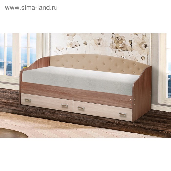 Кровать с мягким изголовьем «Софа №7», 900х1900 мм, цвет ясень шимо тёмный/шимо светлый - Фото 1