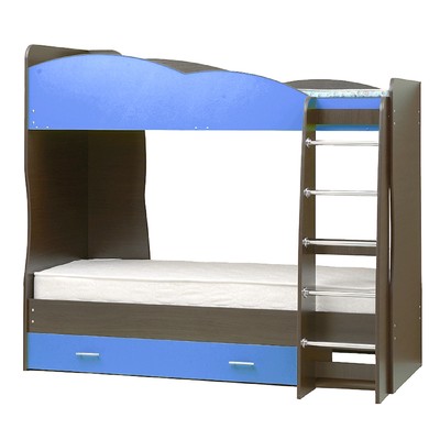 Кровать детская двухъярусная «Юниор 2.1», 800х2000 мм, лдсп, цвет венге / синий