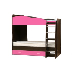 Кровать детская двухъярусная «Юниор 2.1», 800×2000 мм, лдсп, цвет венге / розовый