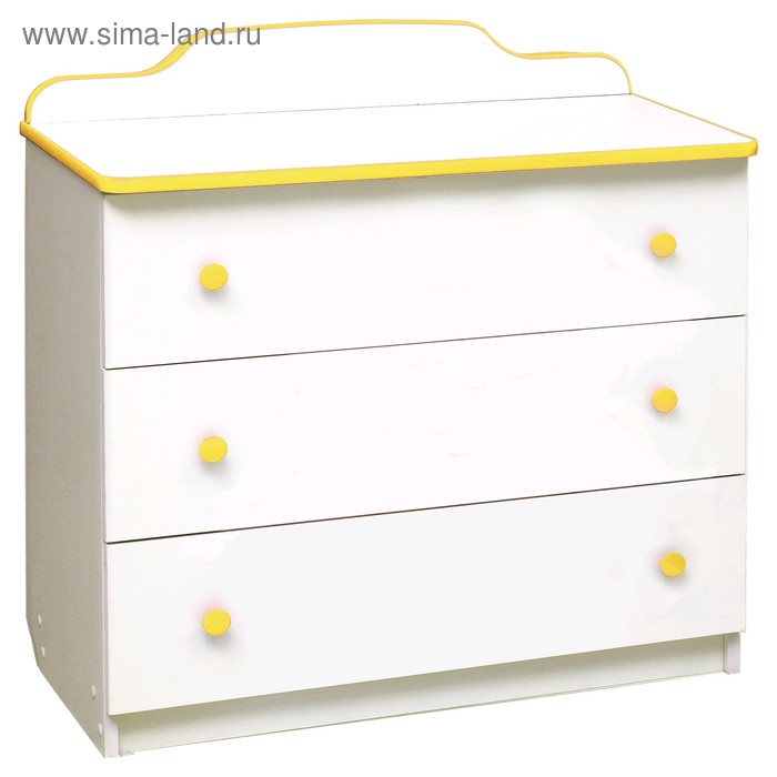 Комод с 3-мя ящиками «Радуга», 810 × 450 × 850 мм, лдсп, цвет белый / кант жёлтый