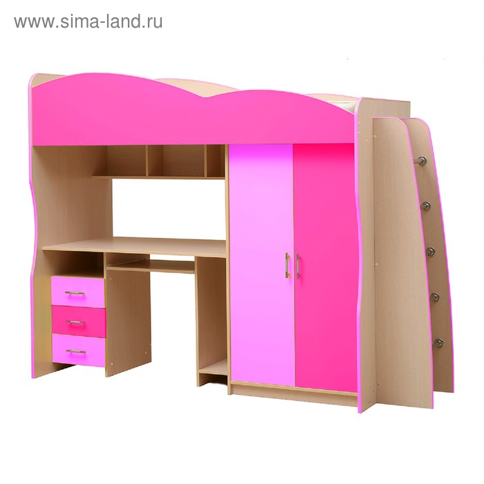 Детский уголок «Юниор 3.1», 800×2000 мм, цвет дуб молочный/розовый/светло-розовый - Фото 1
