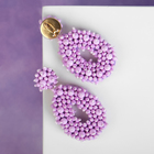 Серьги пластик «Бисер» капля, цвет сиреневый - Фото 2